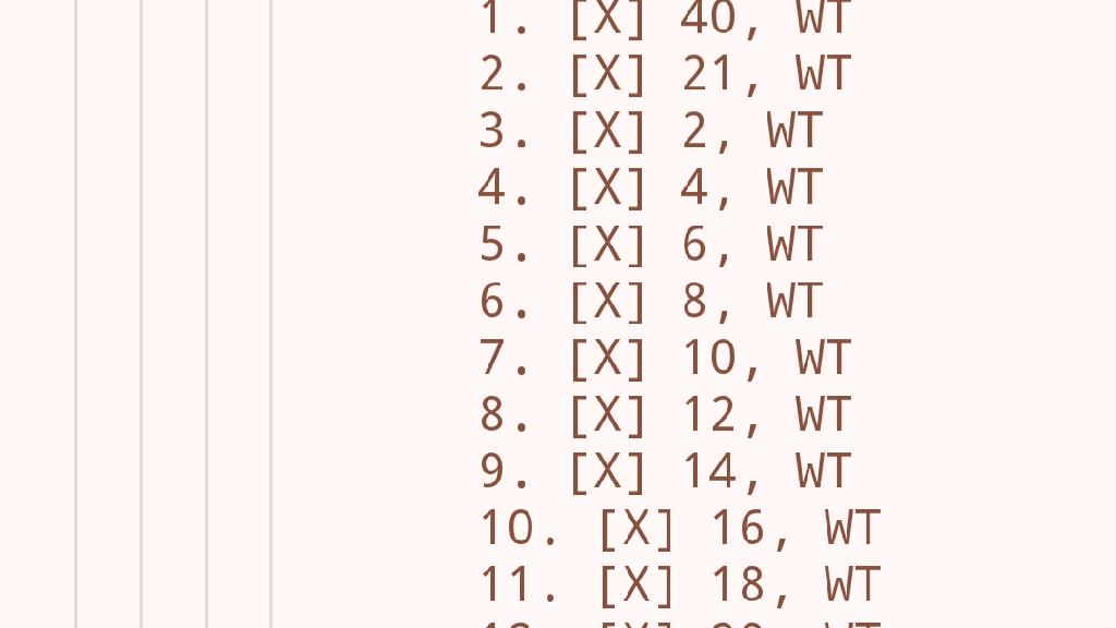 A screenshot of the first chunk of a knitting pattern in the Orgzly app, pattern to follow in a code block